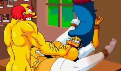 Busty cartoon milf hottie Marge jumping on big cocks