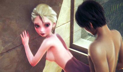 Shy 3D blonde Elsa of Arandelle taking big rod from behind