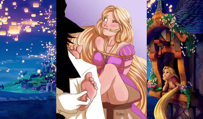 Eager and petite blonde Rapunzel tries everything in compilation