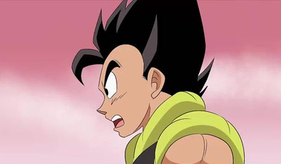 Busty blue-haired anime Bulchi riding Gogeta's big cock outside