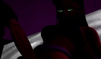 Devilish redhead Starfire drilling Raven's ass with magic dick