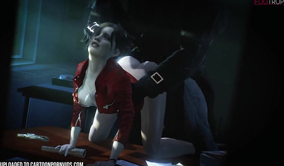 Busty 3D brunette Claire Redfield takes Mr X's huge dick from behind