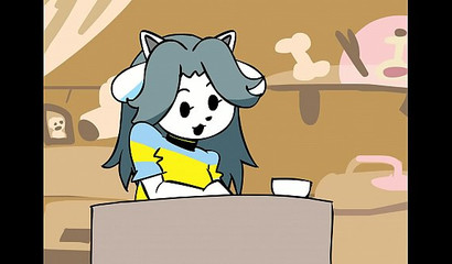 Cute blue-haired cartoon furry deepthroating a huge cock