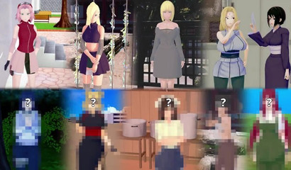 Slutty hentai Anime girls please a big cock in a harem