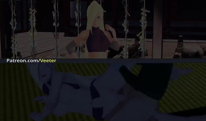 Slutty hentai Anime girls please a big cock in a harem