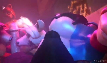 Horny 3D furry cuties toying with a big cock in a threesome