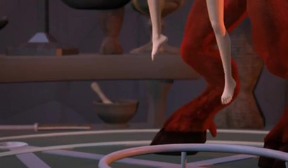 Huge 3D red monster drilling tiny hotties with massive cock