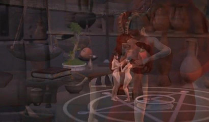 Huge 3D red monster drilling tiny hotties with massive cock