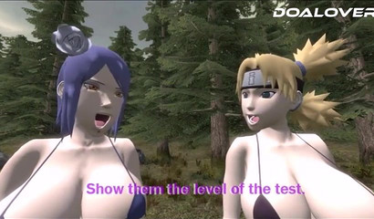 Busty 3D Tsunade gives naughty girls rough cock training