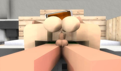 Horny and busty Minecraft 3D hottie riding big cock