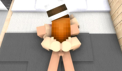 Horny and busty Minecraft 3D hottie riding big cock