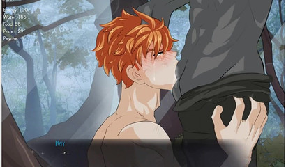 Hunky redhead anime stud deepthroating monster cock for new master