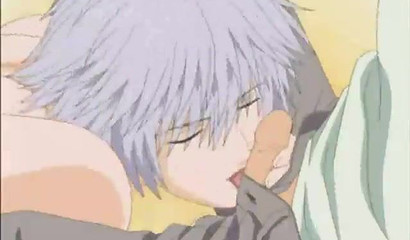 Flirty gay white-haired anime stud seduced nerdy Yaoi