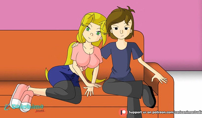 Cute blue-eyed cartoon hottie got her juicy tits fondled