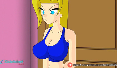 Cute blue-eyed cartoon hottie got her juicy tits fondled