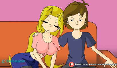 Cute blue-eyed cartoon hottie got her juicy tits fondled