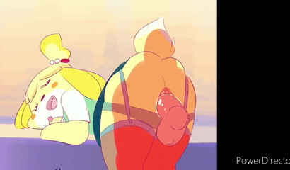 Curvy cartoon Animal Crossing furry Isabelle Shizue drilling her pussy