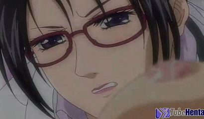 Horny hentai lesbian nurse pounding her pussy in the office