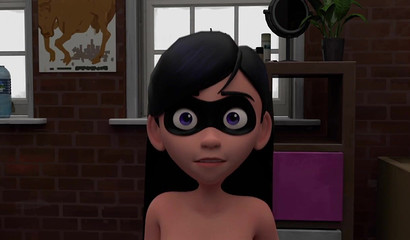 Cute Incredibles 3D teen Violet Parr riding huge dildo