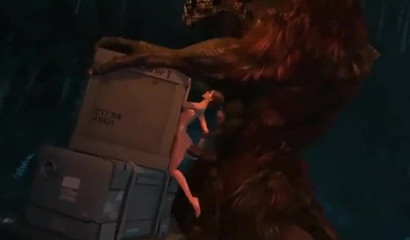 Adventurous 3D brunette Lara Croft ambushed with giant dicks