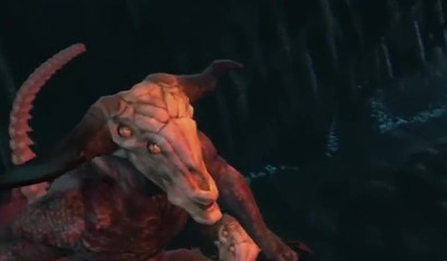 Adventurous 3D brunette Lara Croft ambushed with giant dicks