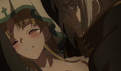 Kinky and busty hentai schoolgirls showing their wet panties