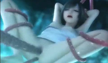 Tiny brunette 3D hottie got pounded hard with tentacles