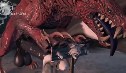 Busty 3D furry bound and stuffed with monster cock from behind