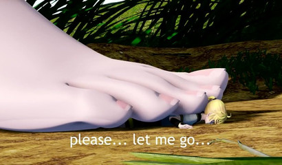 Tiny blonde anime stud trapped under sweet giantess sexy feet