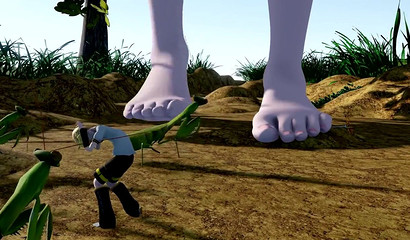Tiny blonde anime stud trapped under sweet giantess sexy feet