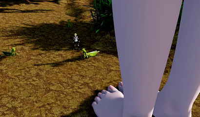 Tiny blonde anime stud trapped under sweet giantess sexy feet