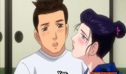 Insatiable busty anime geisha got a huge cumshot after gangbang