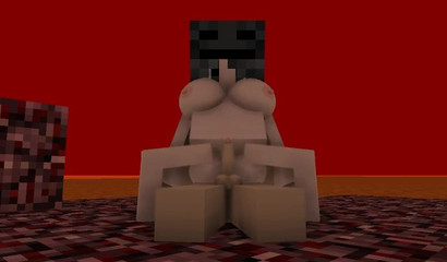 Busty Minecraft 3D hottie riding big cock on the field