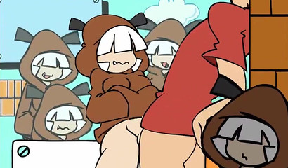 Petite cartoon blonde deepthroating a huge dick in missionary