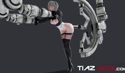 Bootylicious 3D white-haired hottie Nier Automata drilled with toys