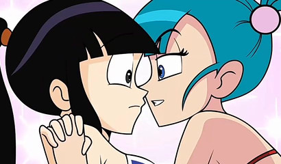 Kinky blue-haired cartoon Bulma seduced and banged shy Chichi