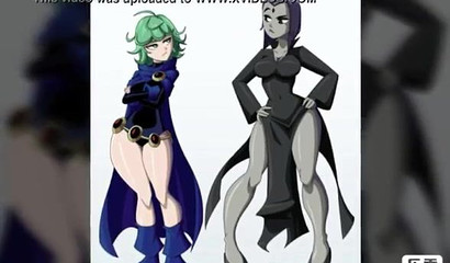 Stunning cartoon green-haired Tatsumaki porked hard from behind