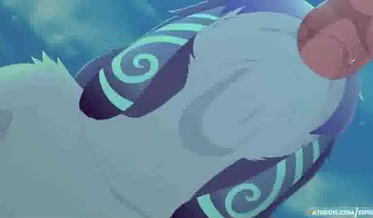 Beautiful and curvy furry hottie creampied in a rough threesome