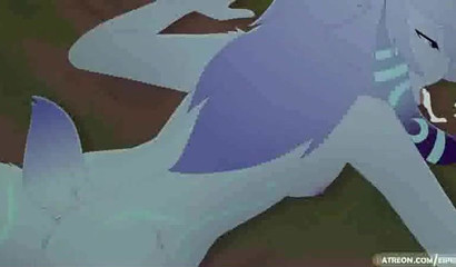 Beautiful and curvy furry hottie creampied in a rough threesome