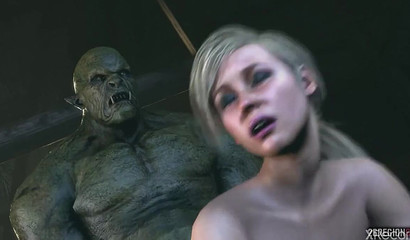 Cassie Cage, une blonde coquine en 3D, séduit et traie une grosse bite de monstre