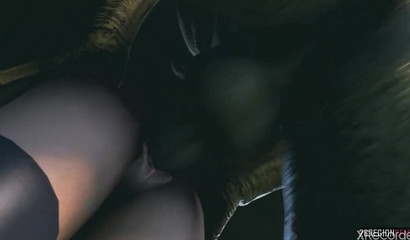 Cassie Cage, une blonde coquine en 3D, séduit et traie une grosse bite de monstre