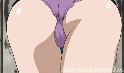 Shy anime blonde Lucy milking huge cock in missionary