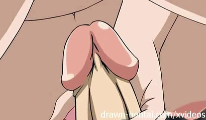 Shy anime blonde Lucy milking huge cock in missionary