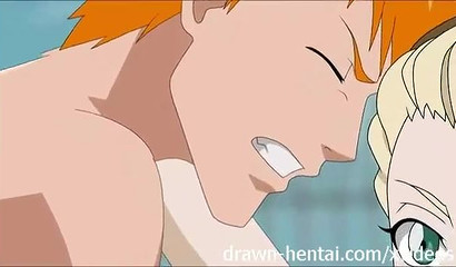 Shy anime blonde Lucy milking huge cock in missionary