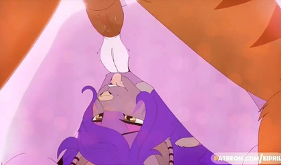 Slutty cartoon furry cuties stuffing their cunts with big dicks