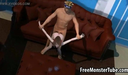 Tiny 3D brunette seduced and banged horny Naruto on the sofa
