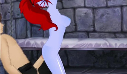 Horny 3D monster chick bounded and drilled in a dungeon