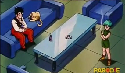 Sweet green-haired anime cutie Bulma takes Gohan's cock