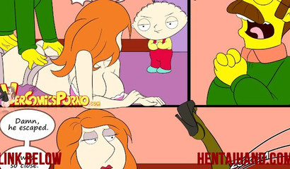 Slutty cartoon housewives Marge and Lois seduce and bang the neighbor