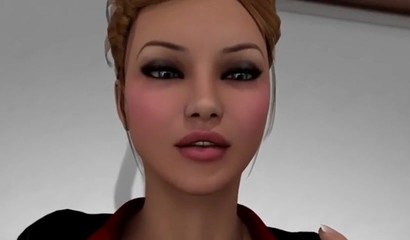 Naughty 3D redhead giantess toys with tiny man